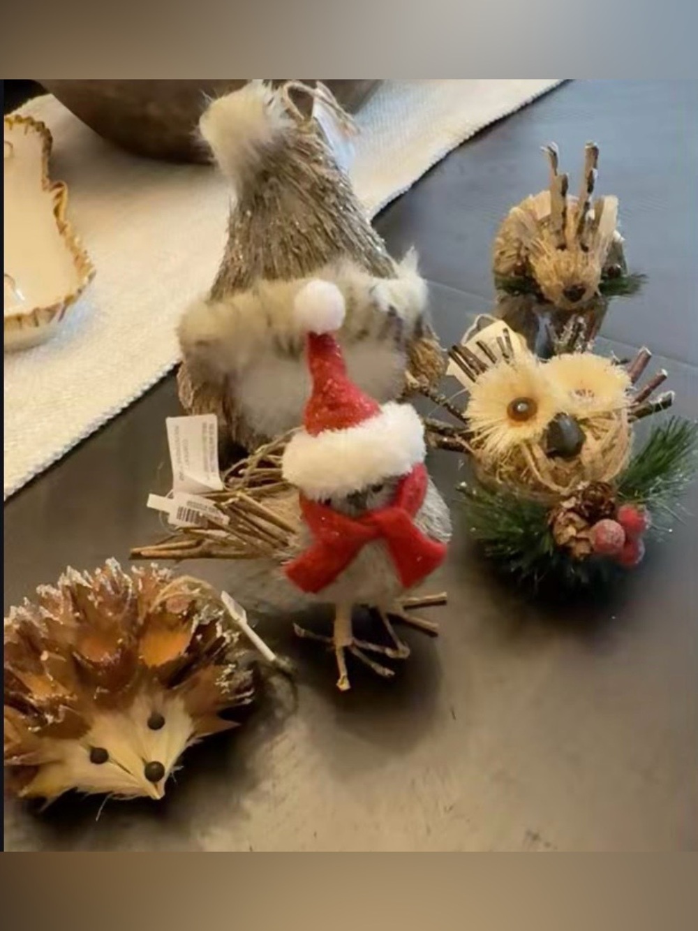Pier 1 Imports Holiday Woodland Bristle Brush Ornament lot of 5.